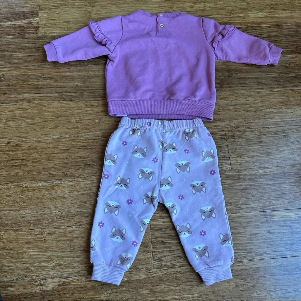 PL BABY 9 MonthRuffle Fox Sweatshirt Jogger Set‎
